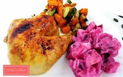 Omlós birsalmás csirke tarka-barka körettel